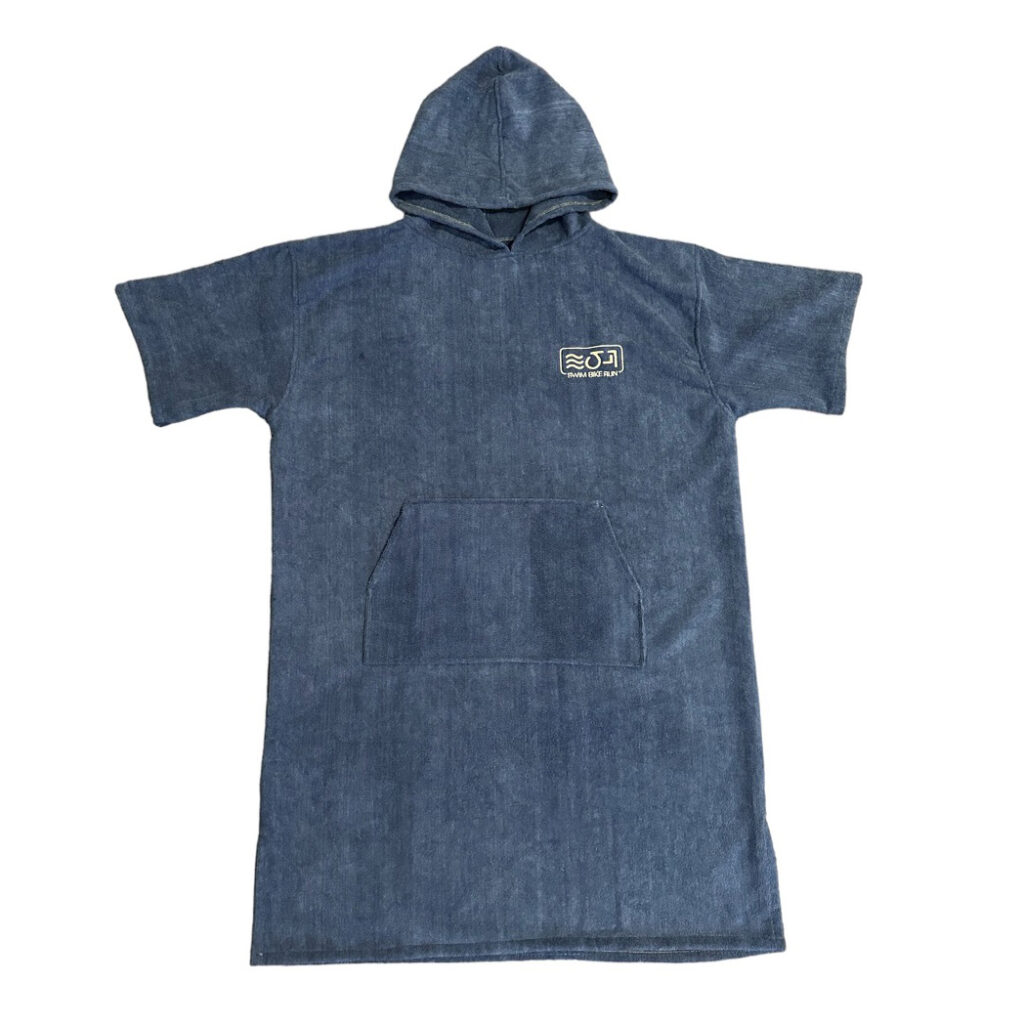 Surf and swim change robe poncho towel, microfibre, blue