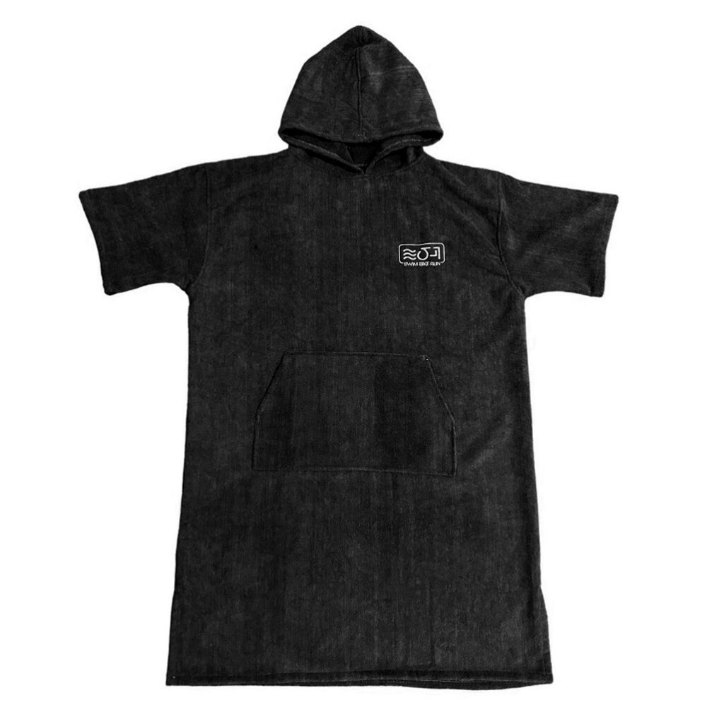 Surf and swim change robe poncho towel, cotton, black