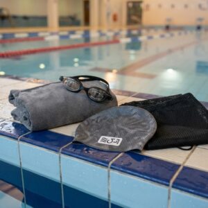 Recreational Swim Bundle - Silicone Fins, Soft Silicone Goggles, Swim Cap, Thick Change Robe Poncho Towel, Mesh Bag. Select Your Fins Size - Image 3